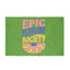 An eye-catching green Epic Playlist Society | Festival Totem | Campsite Flag featuring vibrant, bold text and a stylized yellow and pink flower design—perfect for music lovers or as a unique festival totem.