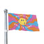 Featuring a double-sided design, the Wandering Back to Camp Festie Flag showcases a flag on a pole set against a vibrant, wavy background and highlighted by a melting smiley face at its center. The surrounding text reads “Wandering Back to Camp,” making this psychedelic camp flag the perfect trippy festival accessory for your next adventure.