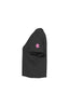 The Hot Girls Love IndieTronica Crop Top is a black, short-sleeve tee shown from the side, featuring a vibrant pink star on the sleeve—perfect for fans of music-inspired style and laid-back festival fashion.