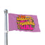 Introducing the “I Am Literally Just A Festival Girl Flag”—a vibrant pink flag featuring bold, colorful text reading “I AM LITERALLY JUST A FESTIVAL GIRL,” accented with cheerful rainbow and mushroom illustrations. This eye-catching flag is perfect for camp décor or as a festival totem, and it waves proudly on a metal flagpole.