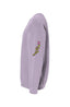 A lavender Bad Bitches Love Bass Crewneck is shown from the side, featuring a small design on the upper sleeve—a pink heart above a yellow leafy branch—which adds a playful touch to your festival clothing lineup.