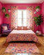 Boho Shroom Trip psychedelic window curtains adding vibrant, artistic flair to any bedroom or living space