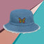 Butterfly Groove Embroidered Denim Bucket Hat