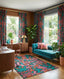 Vintage-inspired Retro Revival Curtain for windows, featuring bold bohemian patterns and bright festival-home decor vibes